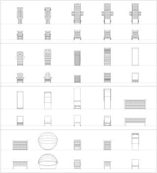 Espreguiçadeiras CAD colecção dwg blocks