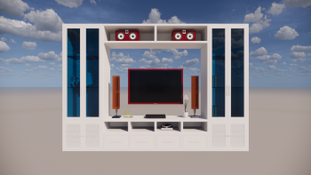 TV cabinet with hinge door and stereo revit model