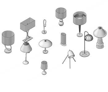 Table lamps 3D CAD collection DWG