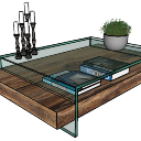 Tempered glass table with decor candle skp