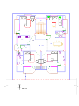 Dreibettzimmer Haus Architekturplan .dwg Zeichnung