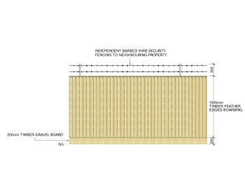 Timber Feather Edge Fence Detailed Drawing .dwg