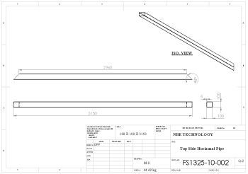 Top side horizontal pipe drawing for CNC Router Machine Solidworks model