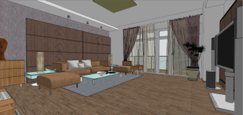 Town house living room with brown sofa skp