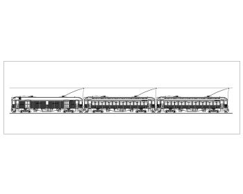Trains in elevation view AutoCAD download - dwg 