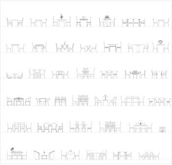 Обеденные наборы от двух до шести стульев Elevations Коллекция CAD dwg