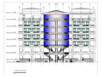 USA Style Multi Story 2D Elevation .dwg_1