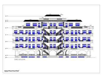 USA Style Multi Story 2D Elevation .dwg_9