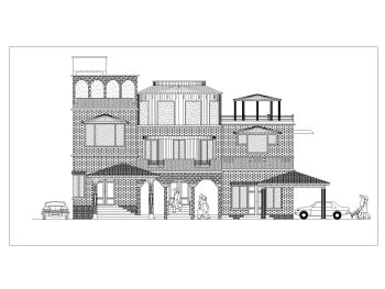 Urban Style Villa House Design Front Elevation  .dwg