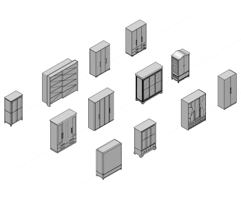 Шкафы 3D CAD коллекции DWG