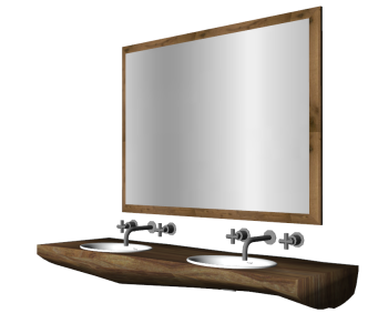 Wooden bathroom vanity ceramic 2 sinks skp