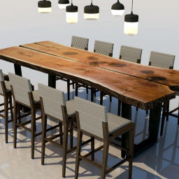 Table à manger en bois avec 8 chaises skp