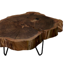 Wooden table with old tree trunks table top skp