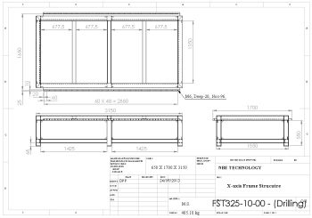 X axis frame drawing for CNC Router Machine Solidworks model