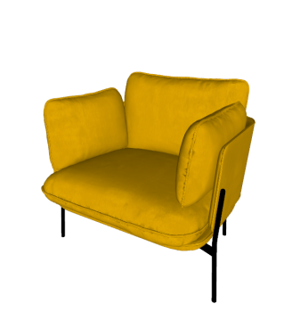 Gelber Stuhl mit Kissen skp