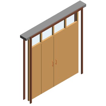 Four folding doors with bright wood revit family