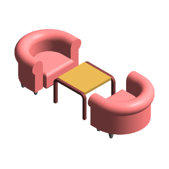 Pink sofa and table revit family