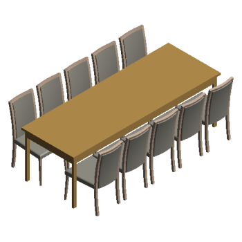 Dining table and chair combination-pine revit family