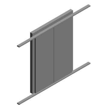 Center split double folding door and elevator (through type) revit family