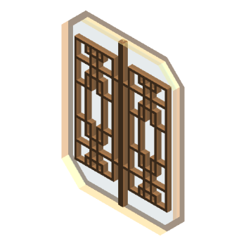 Chinese style two windows revit family