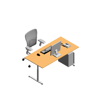 Office Desk-Single Type-Modern Style revit family