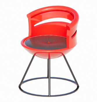 Red armchair with black leather seat revit model