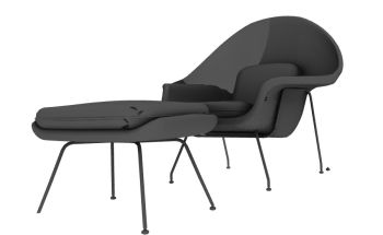 Armchair with connected leg rest 3d model .3dm format