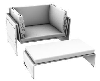 Sessel mit verbundener Beinstütze 3d Modell .3dm Format