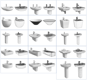 Bathroom sinks 3ds max models collection 