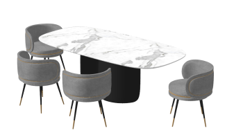  Marble meeting table with 4 grey chairs sketchup