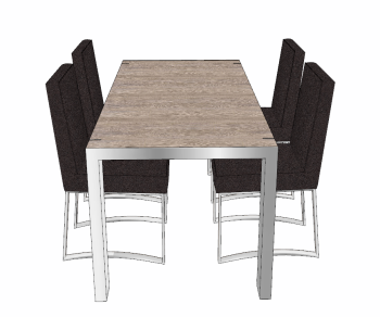 Rectangle table with 4 chairs sketchup