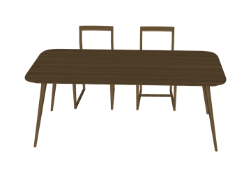 Wooden desk with 2 chairs sketchup