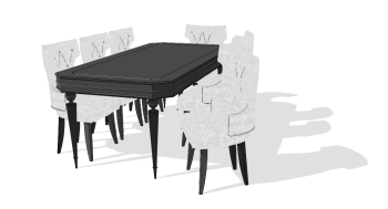 Neoclassic kitchen dark table with 7 chairs sketchup