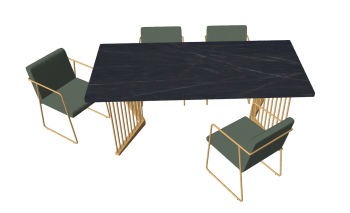 Dark marble table with 4 chairs sketchup