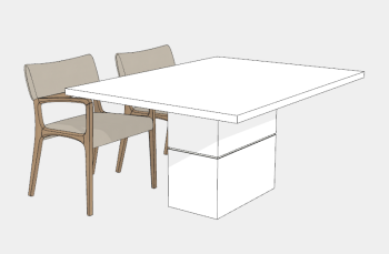 White table with 2 chairs sketchup