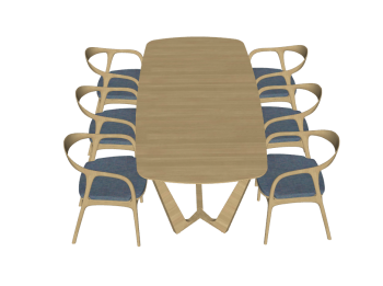 Wooden table with 6 armchairs sketchup