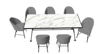 Marble rectangle table with gray chairs sketchup