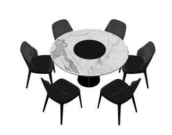 Marble circle kitchen table with 6 dark chairs sketchup