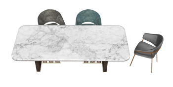 Marble desk with 3 chairs sketchup