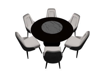 Dark coffee table with 6 chairs sketchup