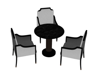 Circle coffee table with 3 armchairs sketchup