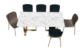 Rectangle marble table with 6 chairs sketchup