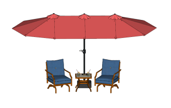 Wooden chairs with umbrella sketchup