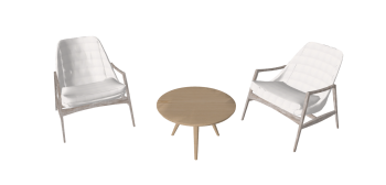 Wooden coffee circle table with 2 chairs sketchup
