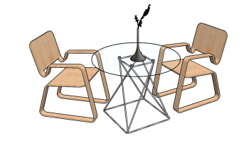 2 Cantilever chairs with circle coffee table sketchup