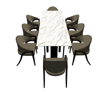 Rectangle marble table with 8 armchairs sketchup