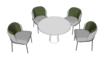 White table with 4 chairs sketchup