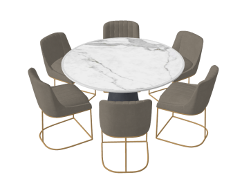 Marble circle table with 6 gray chairs sketchup