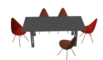 Gray rectangle table with 5 chairs sketchup