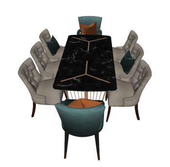 Dark kitchen table with 6 chairs sketchup